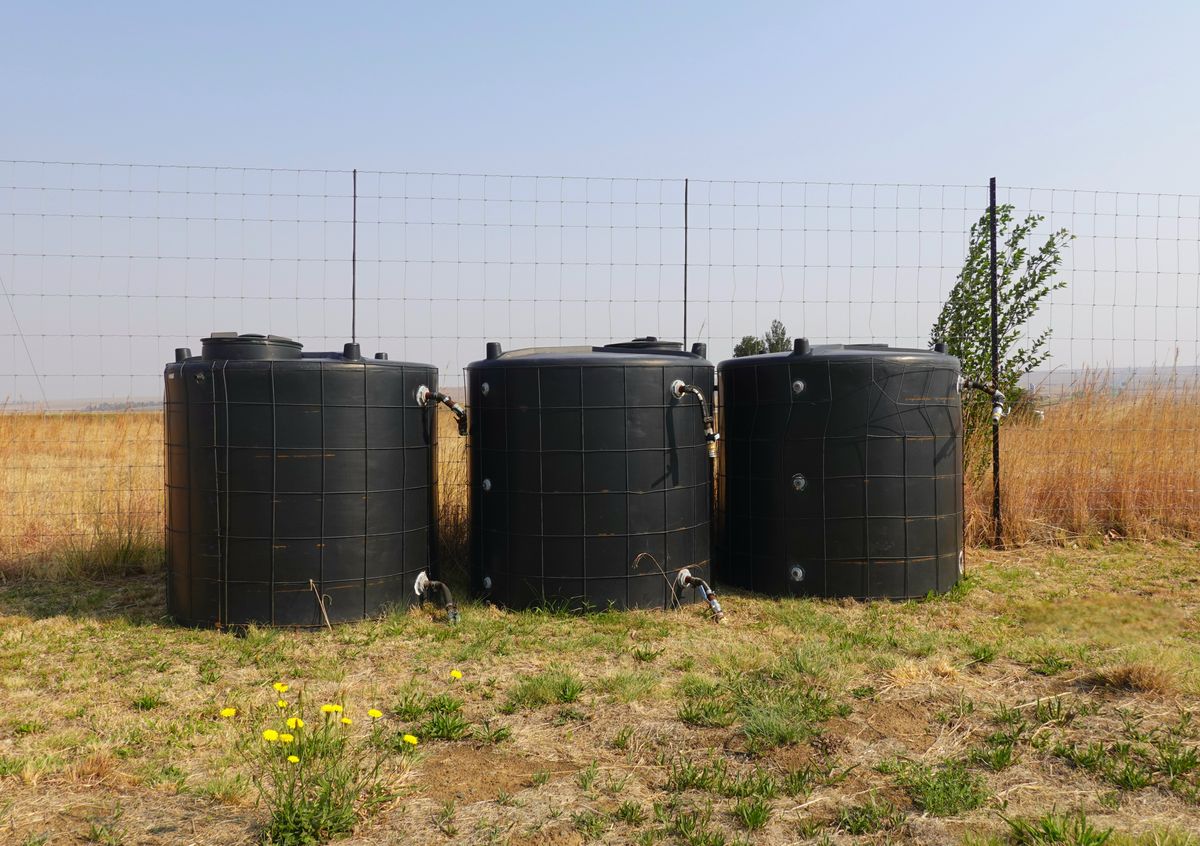 Overhead water storage tanks installed on a South African property